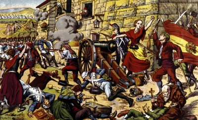 Napoleonskrigene: Beleiringen av Zaragoza (15. juni – 14. august av Unknown artist