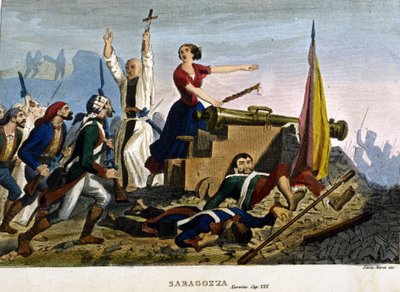 Napoleonskrigene: beleiringen av Zaragoza (Zaragoza). 1808. Saml. Privat, Milano. av Unknown artist