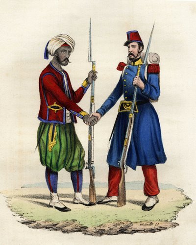 Native and French hunters of the French army of Africa in Algeria in 1830. In “” Storia d