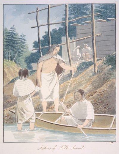 Innfødte fra Nootka Sound, ca. 1843-50 (akvarell) av Unknown artist