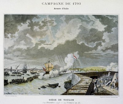 Sjøslag: Beleiring av Toulon i 1793 - i "" Napoleons sjøslag"" av Unknown artist