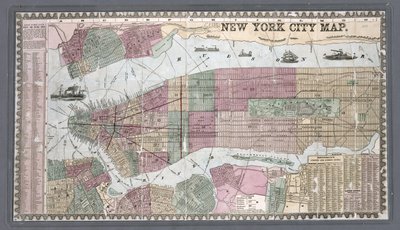 Kart over New York City, hentet fra Phelps#39; «fremmede og borgernes guide til New York City» av Unknown Artist
