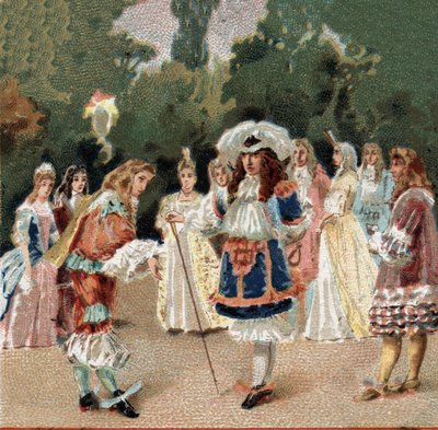 Nicolas Fouquet (1615-1680) mottok Ludvig XIV kjent som Le Roi-Soleil (Kong Soleil eller Ludvig den store av Unknown artist