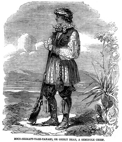 Noo-Shimatt-Tash-Tanaki, eller grusom bjørn, en Seminole-høvding av Unknown artist