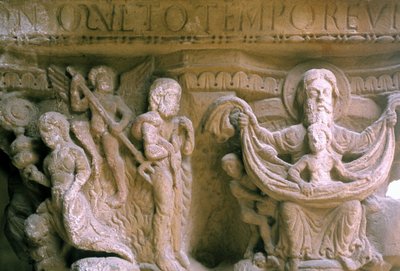 Norman Art in Monreale (Sicilia): hovedsteder i Benediktinernes Cloitre som representerer Kristus og Gud. av Unknown artist