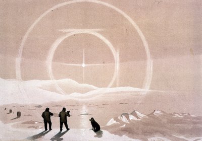 Northern Lights - i "The shores of the polar sea, an Arctic expedition narration", av Dr. Edward Moos, Marcus Nard & Co, London av Unknown artist