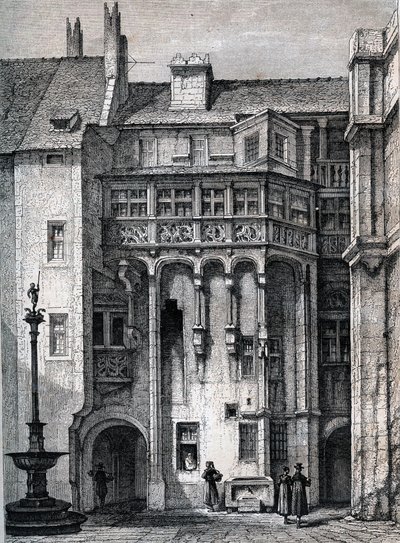 Nurnberger Rathaus - gårdsplassen til rådhuset i Nürnberg - gravering rundt 1867 av Unknown artist