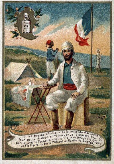 Officer of the Marchand Mission. 19th century chromolithography av Unknown artist
