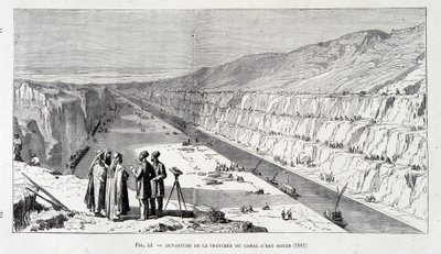 Åpning av grøften til ferskvannskanalen til Suez-kanalen av Unknown artist
