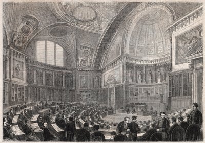 Åpning av senatets sesjon og opptak av general Charles Cousin Montauban (1796-1878), Viscount de la Gueronniere et de Forcade, 2. desember av Unknown artist