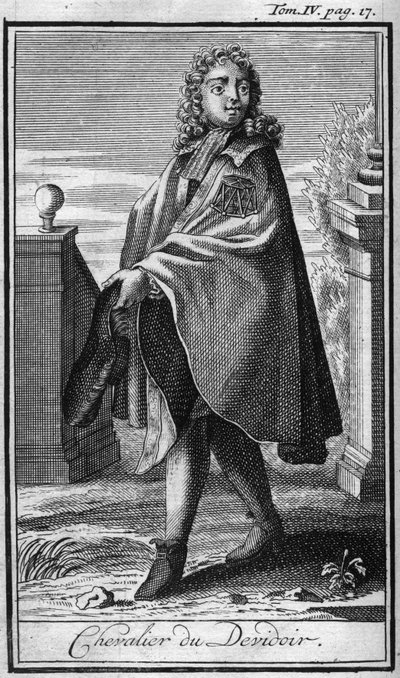 Orders of Chivalry. Knight of Devidoir.In “” History of military orders or knights, of the secure and routine militias of both sexes, which have been established so far. Edition taken from Abbe Giustiniani, R.P.Bonani, M. Herman, Schoonebeek, R.P.Heliot.Am av Unknown artist