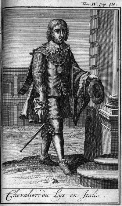 Orders of Chivalry. Knight of the Lily in Italy. In “” History of military orders or knights, of the secure and routine militias of both sex, which have been established so far. Edition taken from Abbe Giustiniani, R.P.Bonani, M. Herman, Schoonebeek, R.P.H av Unknown artist
