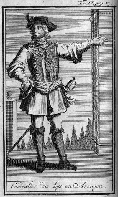 Orders of Chivalry. Knight of the Order of Lily in Arragon in the 15th century In “” History of military orders or knights, of the seculieres and regulars militias of both sex, which have been established so far. Edition taken from Abbe Giustiniani, R.P.Bo av Unknown artist