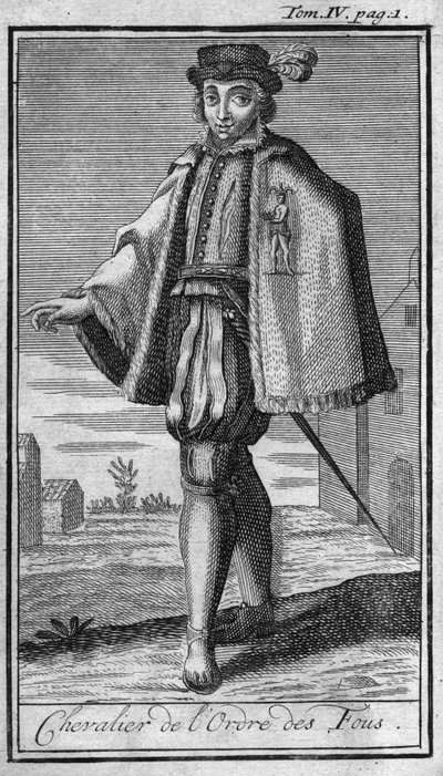Orders of Chivalry. Knight of the Order of the Fools. In “” History of military orders or knights, of the secure and routine militias of both sexes, which have been established so far. Edition taken from Abbe Giustiniani, R.P.Bonani, M. Herman, Schoonebeek av Unknown artist