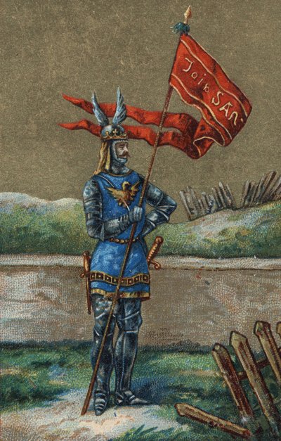 Oriflame or banner of King of France Charles V (1364-1380). 19th century chromolithography. av Unknown artist