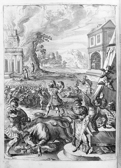 Ovid (Ovidius) - illustrasjon til bok 15 - (P. Ovidii Nasonis Metamorphose libri XV um notis TH. Farnabii.) notat av Thomas Farnaby (Farnabia) (1575-1647) av Unknown artist
