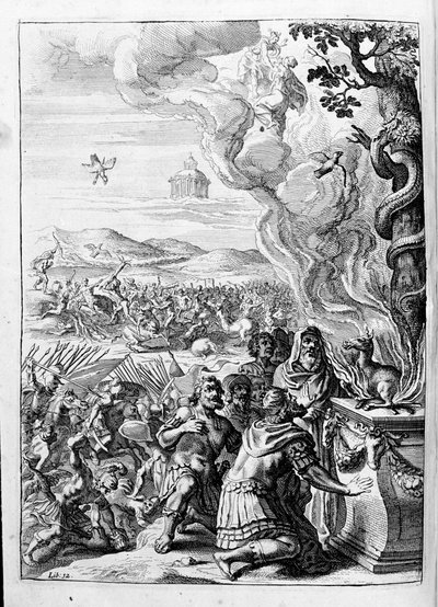 Ovid (Ovidius) - illustrasjon til bok 15 - (P. Ovidii Nasonis Metamorphose libri XV um notis TH. Farnabii.) notat av Thomas Farnaby (Farnabia) (1575-1647) av Unknown artist