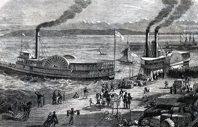 Hjuldampere ved Levee av Unknown artist