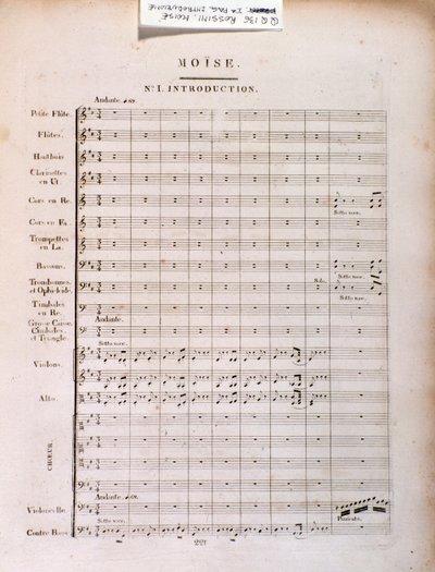Side med partituret til Moses i Egypt av Gioacchino Rossini av Unknown artist