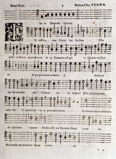 Side med partitur av Psalms (op 16) av Ludovico Viadana av Unknown artist