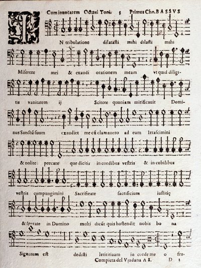 Side med partitur av Psalms (op 16) av Ludovico Viadana av Unknown artist