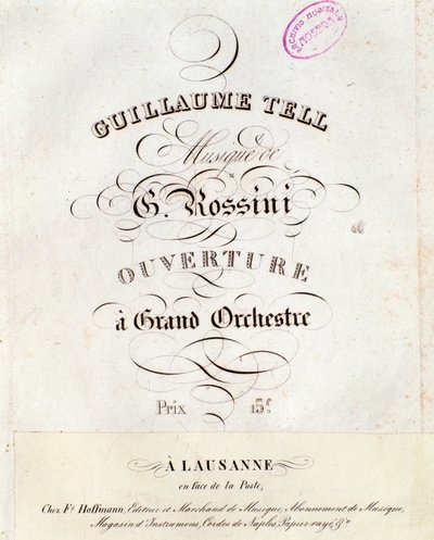 Side med musikalsk partitur av ouverturen til William Tell, opera av Gioacchino Rossini av Unknown artist