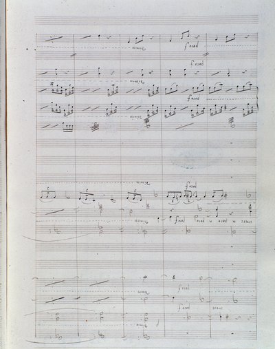 Side av notene til Waverley opus 1, ouverture av Hector Berlioz av Unknown artist