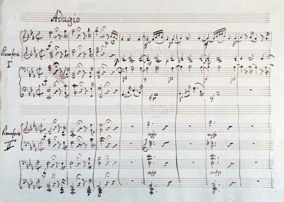 Side av symfonien redusert til to pianoer og åtte hender av Die Zauberflote, opera av Mozart, Lichtenthal-versjon (1800-tallet) av Unknown artist