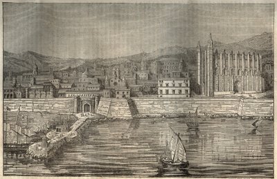 Palma de Mallorca, Mallorca (Majorca), Balearene - gravering 1837 av Unknown artist