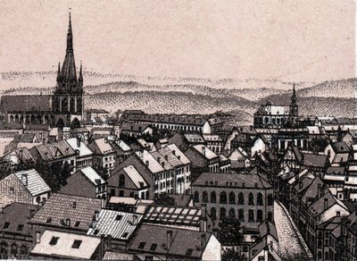 Panorama of Liege in Belgium in “” The world illustrates 168 views”” No date (end 19th century) av Unknown artist