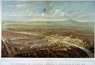 Panoramautsikt over verdensutstillingen fra 1878 i Paris. Paris, Musee Carnavalet av Unknown artist