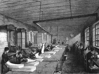 Papirfremstilling på 1800-tallet. av Unknown artist
