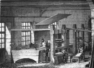 Papirfremstilling på 1800-tallet. av Unknown artist