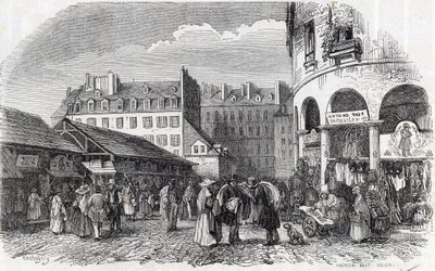 Paris, 3. arrondissement - La rotunde du Carreau du Temple i Paris på 1800-tallet - Gravering i "" Tableau-de-Paris"" av Edmond Texier av Unknown artist