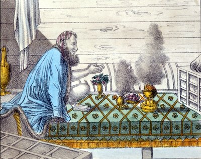 Parsis (etterkommere av zoroastrierne i Persia som emigrerte til India fra 800-tallet) i tilbedelse av ild. av Unknown artist