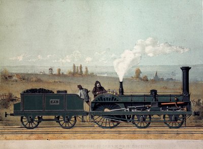 Passasjerlokomotiv og kullvogn fra Strasbourg Railway (Crampton-systemet) av Unknown artist