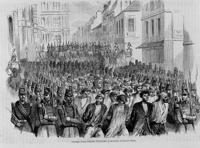 Å passere en kolonne med fangeopprør gjennom Paris, revolusjonen i 1848 av Unknown artist
