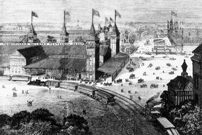 Pennsylvania jernbanestasjon i Philadelphia - gravering, slutten av 1800-tallet av Unknown artist