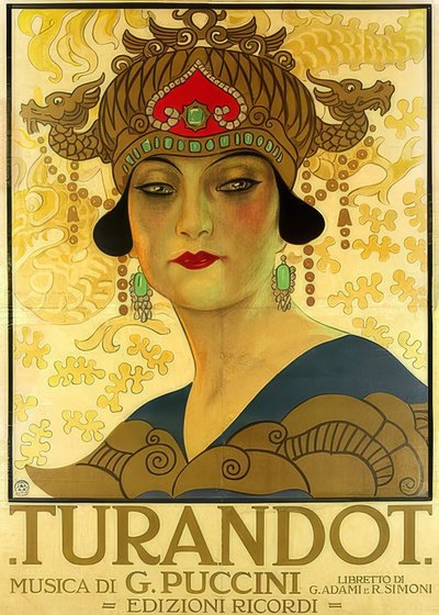 Plakat for operaen Turandot i Teatro alla Scala. 1926 av Unknown