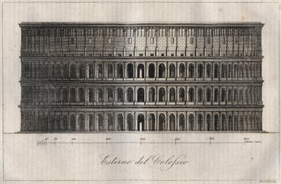Plan Exterieur du Colisee - Exterior of the Coliseum in Rome - engraving from “” Usi e Costumi di Tutti i i Popoli dell