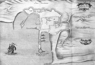 Plan of Rhodos (Rodos) - i "" Voyage de levant laget på kommando av kongen i år 1621", redigert i 1629 (under Ludvig XIII Le Justes regjeringstid) av Unknown artist