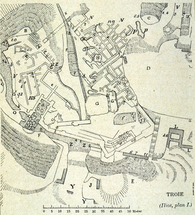 Plan av Troja: Utgraving av Heinrich Schliemann av Unknown artist