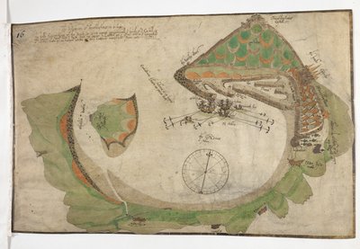 Plan over byen og havnen i San Sebastian, tegnet av Richard Poulter, juni 1585 av Unknown artist