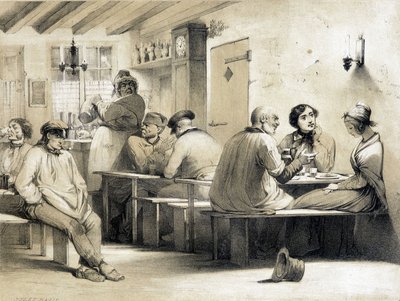 Populært vandrerhjem "" Le Carpet Franc"". Illustrasjon av 1800-tallet. av Unknown artist