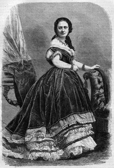Portrett Maria Wyse Bonaparte dit Madame Urbain Ratazzi (1833-1902). Gravering i "The Illustrous Universe" av Unknown artist
