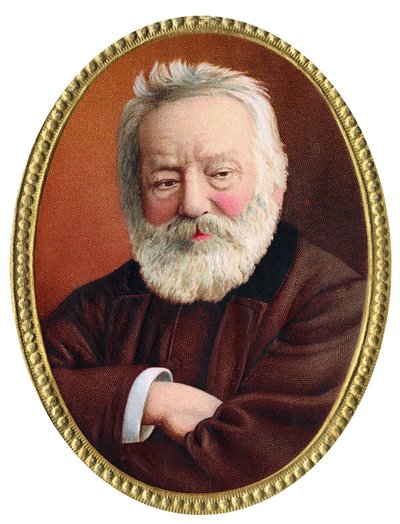 Portrett av den franske forfatteren Victor Hugo - Portrett av den franske forfatteren Victor Hugo (1802 - 1885) - Kromolitografi fra slutten av 1800-tallet. av Unknown artist