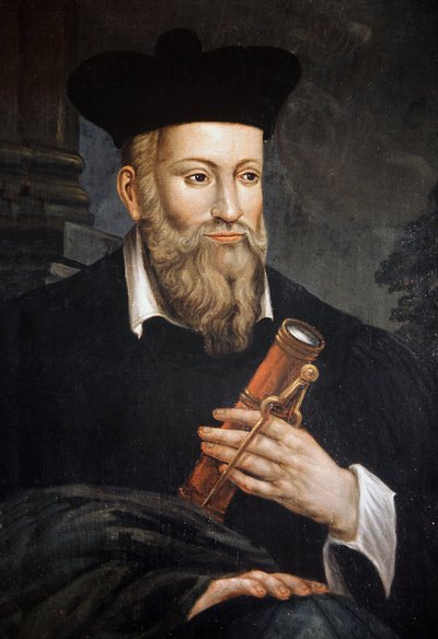 Portrett av Michel de Nostre-Dame (Nostre Dame), kjent som Nostradamus, astrolog (1503-1566), detalj, House of Nostradamus, Salon de Provence, Bouches du Rhone av Unknown artist