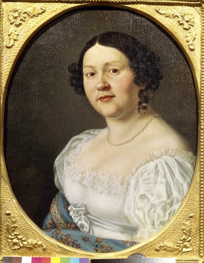 Portrett av operasangerinnen Sophia Vasilyevna Samoylova (Samoylova Chernikova) (1860-1936) (Portrett av operasangeren Sophia Vasilyevna Samoylova). Anonymt maleri, olje på lerret, slutten av 1800-tallet. Russisk kunst, romantikk. Statens teatermuseum a av Unknown artist