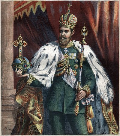 Portrett til fots av Alexander III (1845-1895), gravering av keiser av Russland fra 1892. av Unknown artist