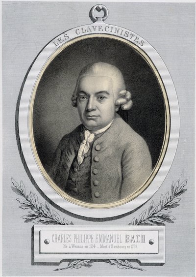 Portrett i medaljong av Charles Philippe Emmanuel Bach (1714-1788), sønn av Jean Sebastien Bach, n.d. 19. s. av Unknown artist